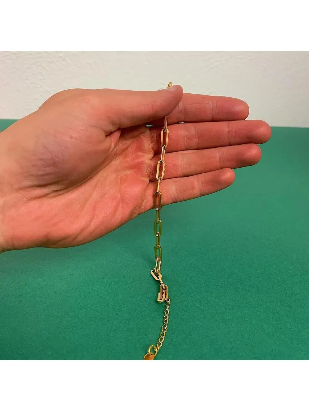 Y2k Cyber Vintage style Paper Clip Stainless Steel Gold Bracelet. High quality